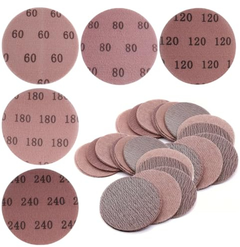 Inodiref 50 Stück Schleifgitter 150mm Schleifscheiben Körnung P60-P240 | Schleifpapier Selbsthaftend für alle 150mm Schleifmaschinen und Zum Staubfreien Schleifen von Karosserie Holz Metall Lack