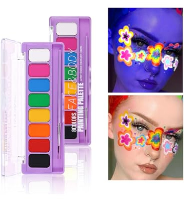 HISUNBEN Peinture corporelle pour le visage et le corps lavable Peinture pour le visage des enfants Maquillage Théâtre Carnaval Halloween Fête 8 couleurs - 2