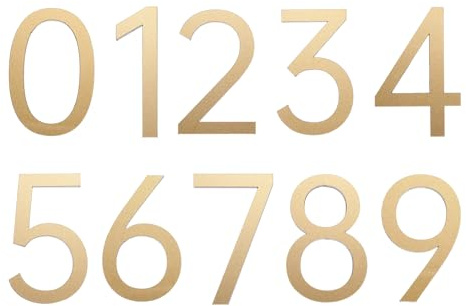 sourcing map 10Pcs 2 Inch House Numbers 0-9, Acrylic Self-adhesive Mailbox Door Stickers, Outdoor Address Signs for Office Hotel Apartments, Garden, Matte Bronze Gold