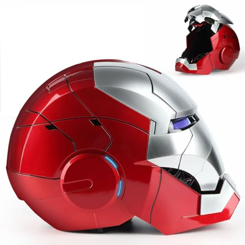 YONTYEQ Iron Hero MK 5 Matte Silver Helmet for Man – 1:1 Wearable Collectible with Voice, Touch & Remote Control, LED Eyes & Realistic Sound Effects – Cosplay & Display Prop Gift for Adults and Teens