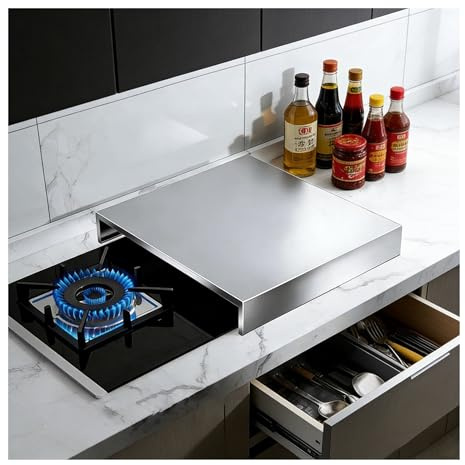 QSTGX Couvre Plaque de Cuisson Gaz 2 Feux Protection Plaque De Cuisson Plaque Protection Pour Plaque Induction Pour Comptoir, Évier, Camping-car(35x45x7cm)