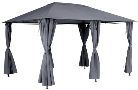 Hespéride - Toile de Rechange pour Tonnelle Santorini - Ardoise - 3,88 x 2,94 m - Polyester Déperlant, Anti-UV - pour Pavillon de Jardin