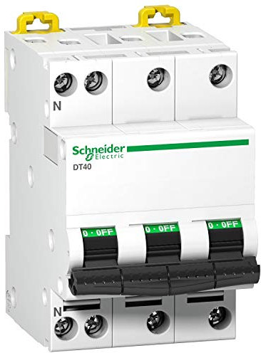 disjoncteur - schneider dt40 - 3 phases + neutre - 16 ampères - courbe d - schneider electric a9n21075