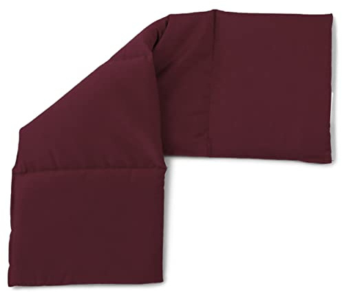 Cuscino con semi di grano bio, 60x20cm - 4 compartimenti - borgogna - Cuscino riscaldabile. Terapia caldo e freddo Cuscino termico