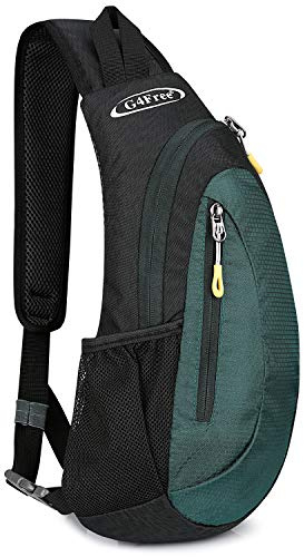 G4Free Leichte Brusttasche Sling Schulter Rucksäcke Nette Umhängetasche Dreieck Pack Rucksack zum Wandern Radfahren Reisen oder Multipurpose Tagepacks, Schwarz und Dunkelgrün, S