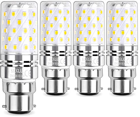SAUGLAE B22 Lampadina di Mais LED 12W, Bianca Calda 3000K, 100W Lampadine a Incandescenza Equivalenti, 1450 Lumen, Lampadine LED a Cappuccio Baionetta, 4-Pack