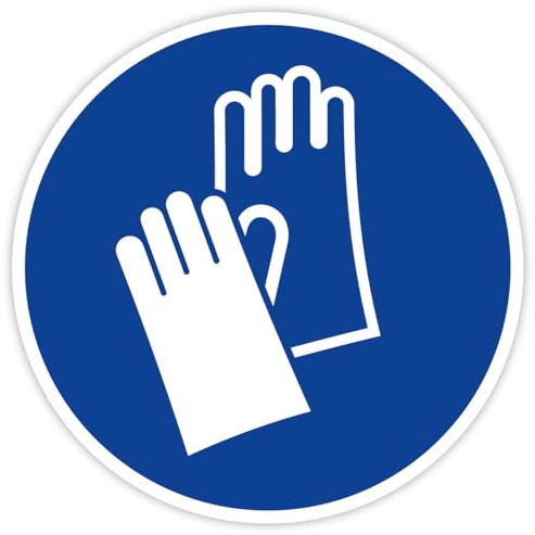 Aufkleber Gebotszeichen „Handschutz benutzen“ Hinweis Blau Folie nach ISO 7010 M009 | Ø 5-30 cm Made in Germany, Größe: Ø10 cm
