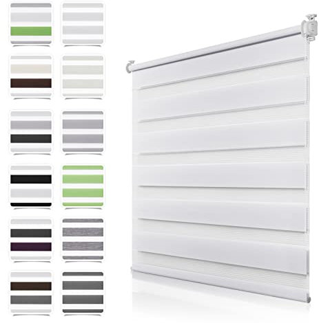 Doppelrollo Klemmfix ohne Bohren Weiß 60x120cm Rollos für Fenster ohne Bohren mit Kindersicherung Fenster Rollos für innen Lichtdurchlässig & Verdunkelnd, Stoffbreite 55cm