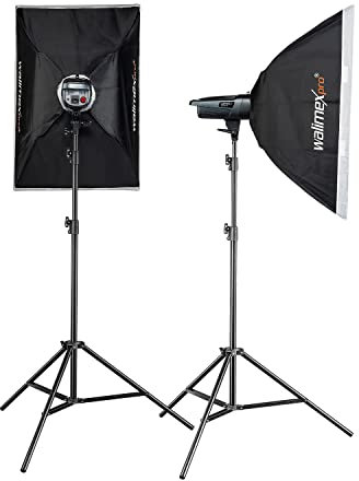 Walimex pro Emerger 200 Set Double - luz de Estudio de 200 WS con Receptor de 2,4 GHz, Corto Tiempo de Recarga, luz LED de Modelado, 16 Canales y 4 Grupos, compacta y portátil