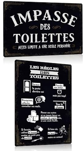 Lot de 2 Plaques Métal Les règles des Toilettes Humour Citation 20x30cm | Les règles des Toilettes, Drôle WC Panneau Pancarte, Decoration Murale, Pour Maison Salle de Bain
