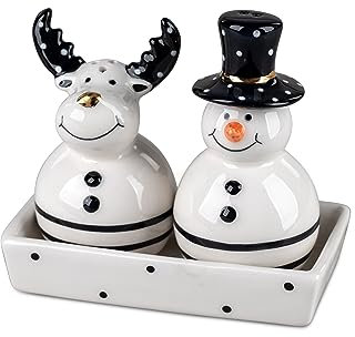 Witziges Streuer set/Salz+Pfefferset als Schneemann u. Elch ca. 10x11cm aus Keramik- für ein lustiges Frühstück