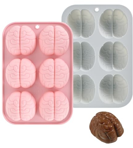 2 Pcs Silicone Forme Cerveau Humain Moules Moules de Cuisson en Silicone Halloween Gâteau Chocolat Bonbons Moule Pour Fondant Décoration De Gâteaux Outil De Cuisson