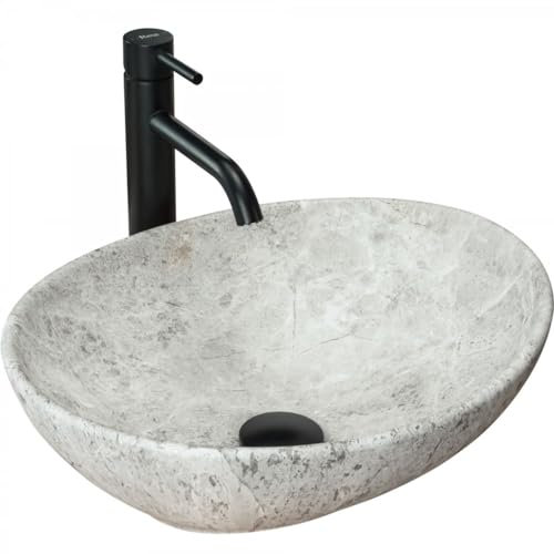 GTM Design Aufsatzwaschbecken Matt Modern Waschbecken ohne Hahnloch - Elegant Aufsatzwaschbecken Oval für Badezimmer und Gäste WC - nur Bad Waschbecken - Modell 10
