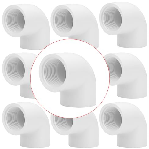 Lswteiz 10Pack 1 Slip x Female Thread 90 Degree PVC Elbow Pipe Fitting Connector SCH40 1IN Socket to Female Threaded Elbow PVC Corner Adapter Pipe Fitting for Sprinkler, Irrigation