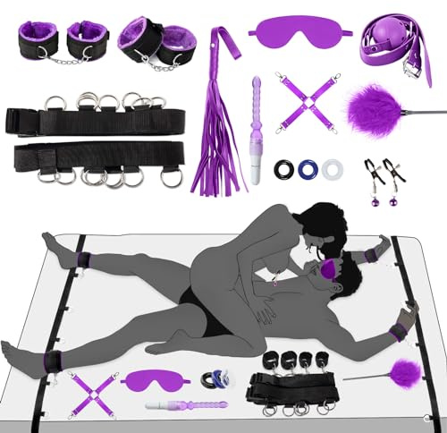 MEYDLL Bondage Set 14 Stück Fesseln Sex Set BDSM Set Sexspielzeuge mit Handschellen Augenmaske Vibrator Penisringe Bondageset Fessel Set Erotik Sexspielzeug für Frauen Männer Paare
