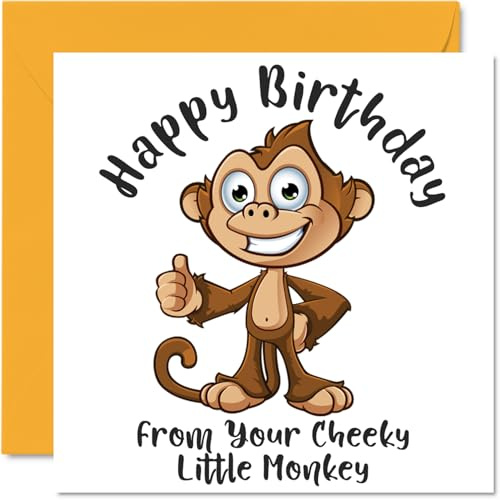 Stuff4 Lustige Geburtstagskarte für Papa und Mama, frecher Affe | Happy Birthday Karte für Eltern von Tochter Sohn, Kleinkind, Babykarte, Mama, Vater, 145 mm Mutter-Vater-Grußkarten