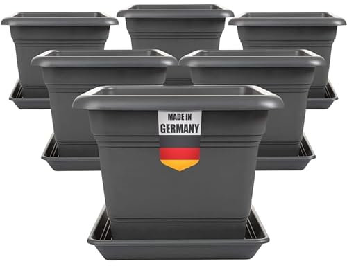 2friends Pflanzkübel Groß Außen 48x48 cm, 6er Set Anthrazit Blumenkübel XXL Blumentopf für Draußen, Pflanztopf Robustes Pflanzkübelset in Modernem Design für Garten & Terrasse