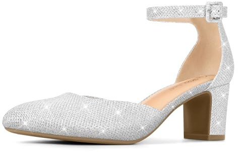 PIZZ ANNU Womens Court Shoes Block Heel Closed Toe Elegant Wedding Pumps for Bride Ankle Strap Ladies Mary Jane Sandals Size 3-9
