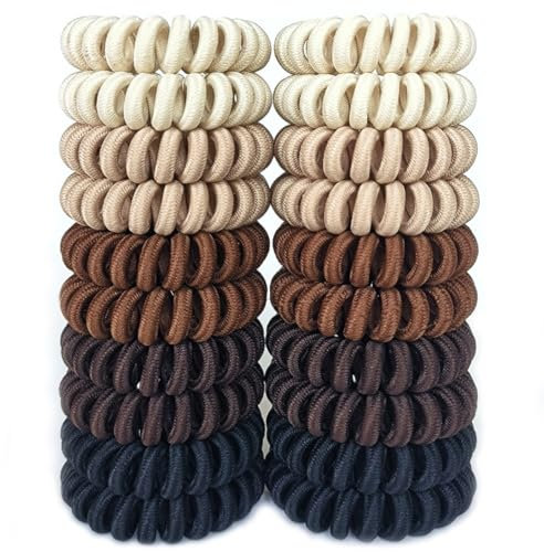 Leenchiry No Crease Spiral Hair Ties - 20pcs Traceless Coil Hair Bands Waterproof Phone Cord Holders Multicolor 1.8inch (Mixed Color 9)