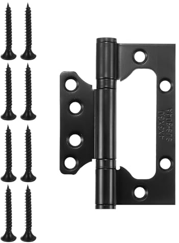 sourcing map 2Pcs 4x3 Inch Door Hinges Non-Mortise No Noise Stainless Steel Bifold Door Hinges with Mounting Screws Plating Surface for Furniture Window, Black