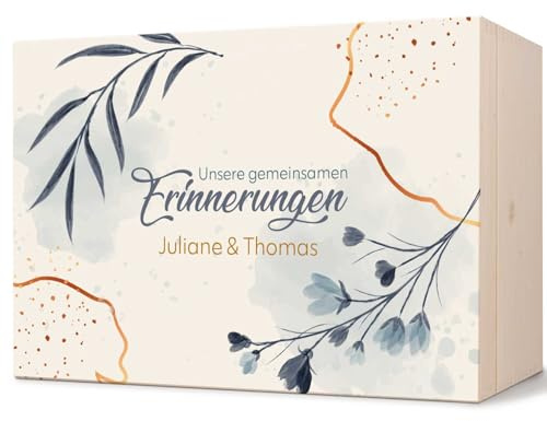 GRAVURZEILE Personalisierte Erinnerungskiste mit UV-Druck - Unsere gemeinsamen Erinnerungen Design - Personalisiert mit Namen & Datum - Erinnerungsbox für das Brautpaar - Geschenk zur Hochzeit