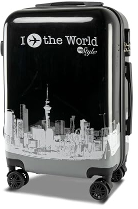 Xonic Reisekoffer – Koffer groß mit Rollen als Hartschalenkoffer – Trolley in Größe M L XL oder im Set Polycarbonat Koffer & Trolleys für Damen, Kinder & Familien (Fly the World, M)