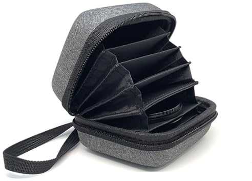 Pochette de filtre d'objectif pour filtre UV ND 67 mm Filtre CPL Polariser Filtre Rond Rangement Portefeuille Multicouche Étui de protection anti-poussière et résistant à l'eau, gris, Transport