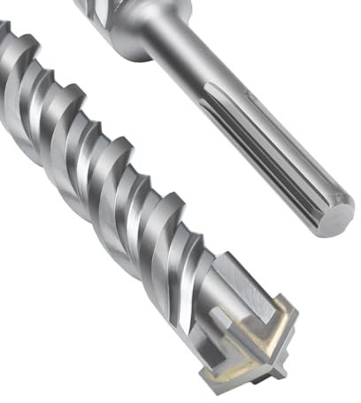 Punta SDS Max a doppia elica, con 4 taglienti in carburo di tungsteno, per trapano a percussione, ideale per calcestruzzo, pietra e pietra naturale, 38 x 380 mm