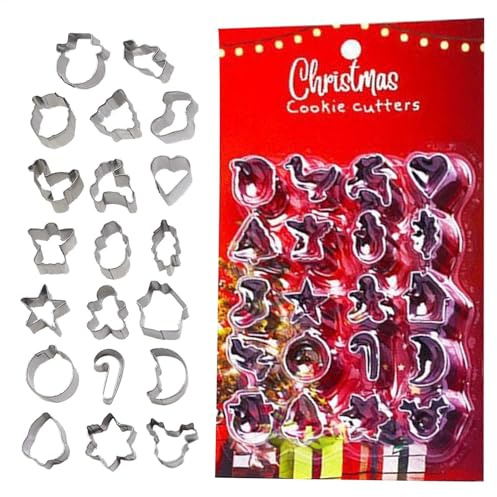 20 cortadores de galletas pequeños para Navidad, moldes para repujado de galletas, herramientas para hornear, galletas de animales para cocina