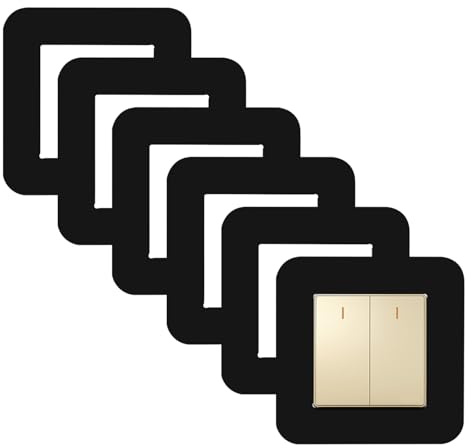 JINTANG 6 placas de cubierta de interruptor de luz, cubiertas negras para interruptor de luz, placa de interruptor de luz individual, placa envolvente autoadhesiva cuadrada para pegar en la pared para