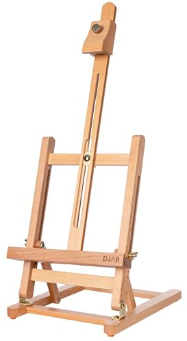 DJAR Mini chevalet d'art en bois de hêtre massif de 63,5 cm pour peinture, peinture portable, support de dessin pour adolescents, adultes, étudiants, naturel