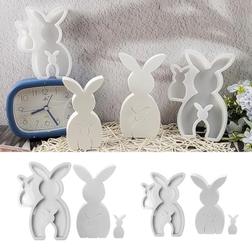 Silikonformen Gießformen Ostern,2 Stück Silikonform Ostern Hase Gießform Hase Gips Zum Gießen Ostern Silikonformen Ostern Gipsform Hase Giessform Silikon Osterhasen Silikonform für DIY Handwerk