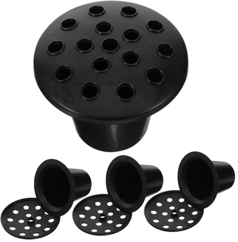 YARNOW Lot de 4 Pots de Fleurs Décoratifs Noirs pour Tombe Cimetières 16 Trous, Plastique Résistant, Ornement Funéraire pour Arrangements Floraux Commémoratifs