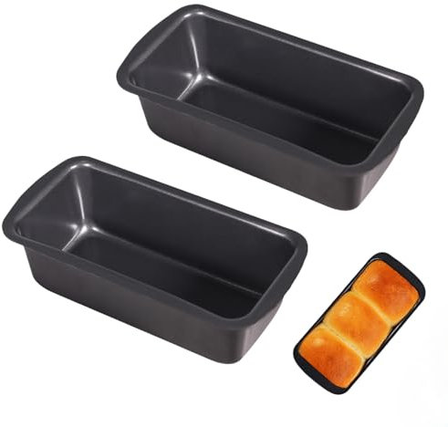 JLNGTHONG 2 Pieces Small Loaf Tin for Baking, Bread Pan Non-Stick Loaf Pans For Baking Rectangular Bread & Loaf Tins for Ovens Air Fryer, 8” x 4”