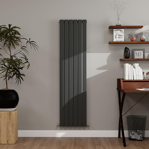 Anthracite Designer Radiator Vertical 1600×408mm Single Flat Panel - Wall/Floor Mounted for Modern Multi-Scene & Central Heating 2709 BTU