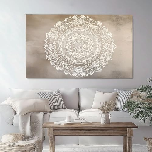Impresión en lienzo sin marco Mandala Simple Y Elegante 150 x 50 cm Decoración de pared Arte decorativo Pintura mural Sala de estar Dormitorio Oficina, Beige