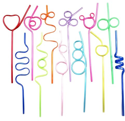 12 Pezzi Cannucce Riutilizzabili Bambini, Cannucce Bambini, Cannucce Plastica Riccia,Cannucce Riutilizzabili Bambini Per Feste Di Compleanno Per Bambini, Decorazioni Per Feste Di Famiglia