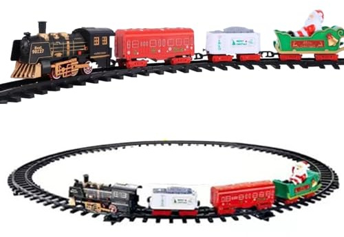 Xoeryoy Juego de Tren de Navidad, Juguete de Tren de Navidad eléctrico Realista con luz y Sonido, Juegos Colgantes para Alrededor del árbol, Regalos de niñas para niños