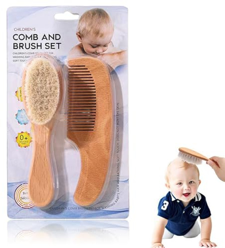 HABNI Set de Cepillo y Peine para el Cabello del Bebé - Cerdas Suaves de Cabra para la Cubierta de la Cuna - Producto para el Cuero Cabelludo Perfecto para Niños