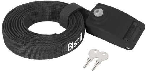 Btstil Sangle d'arrimage verrouillable de 4 m avec 3 câbles en acier intégrés, sangle d'arrimage robuste avec serrure et clé, pour coffre de toit, tente de toit, moto, vélo, planches de surf, kayaks