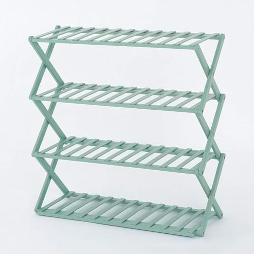 4 Tier Folding Bamboo Shoe Rack Planter Display Rack Indoor/Outdoor Garden Patio Organiser Shoe Storage Rack (Color : A)