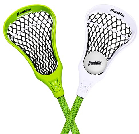 Franklin Sports Future Champs 2 Player Youth Lacrosse Sticks + Ball Set - Kids 32 Inch Beginner Backyard Practice Lax Sticks + Lightweight Soft Lacrosse Ball - Toy Kids Lax Set - Green