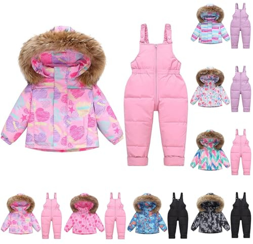 Ropa De Esquí Chica Caliente, Al Aire Libre Pantalones De Esquí Chaqueta De Chica Abrigos Conjuntos Nieve Chaqueta Con Capucha Con Cremallera Mono Impermeable Niño 1-6 Años