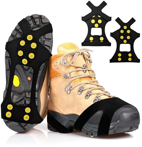 Spikes für Schuhe Winter,10 Zähne Stahlzähnen Schuhspikes zum Überziehen Antirutsch Schneeketten für Schuhe,Spikes Schuhe gegen Glatteis Steigeisen für Wanderschuhe Outdoor Laufen Wandern