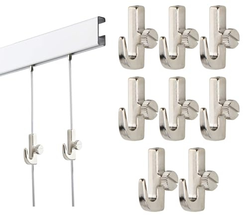 Tinsellns 10 Mini Ganci per Quadri, Accessori per Binari di Galleria e Binari, Argento,Ganci Avvitabili per Appendere Artistici