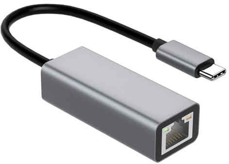 Adaptador USB C a Ethernet – Aluminio 100Mbps Red Cableada | Adaptador USB a RJ45 | Sin Controladores USB2.0 LAN para Laptop Tablet PC Dispositivos Móviles Conector Compacto