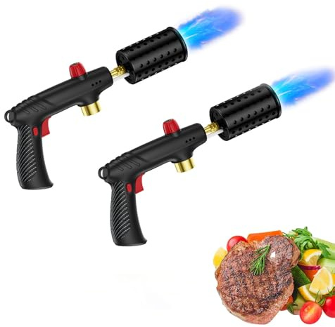 Pistolet Chalumeau Au Propane, Chalumeau De Cuisine Pour La Cuisine, Tête De Torche Portative Pour Barbecue, Grill, Feu De Camp Et éclairage Au Charbon De Bois, Verrouillage 2 Set(works With Propane)