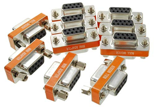 CablesOnline DB9 Null Modem Female to Female Slimline Data Transfer Adapter/Gender Changer, (10-Pack) (AD-N06M-10)