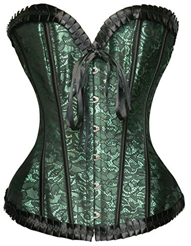 Bslingerie® Damen Brocade Bustier Korsagen (XL, Grüner Brokat)