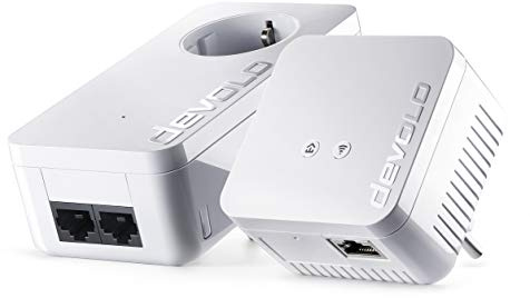 Devolo dLAN 550 WiFi - Kit de Inicio PLC Powerline (500 Mbps, 2 x adaptadores, 2 x Puertos LAN, Enchufe WiFi, Amplificador de señal WiFi, Mejorar WiFi, WiFi Move), Blanco